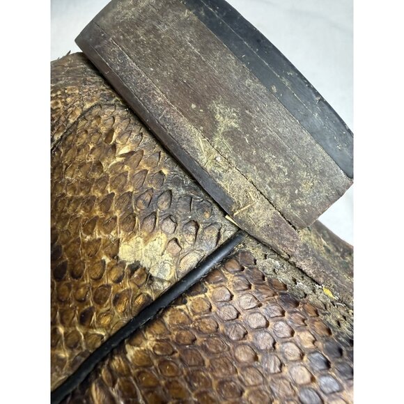 Resistol Lucchese Python Inlay Western Boot Women Black Yellow Peace Cowboy SZ 8 - Picture 9 of 16